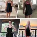 Faleave Women's Summer Sleeveless Mini Dress Athletic Dress Spaghetti Strap Short Tennis Dress with Pockets (Black, M)