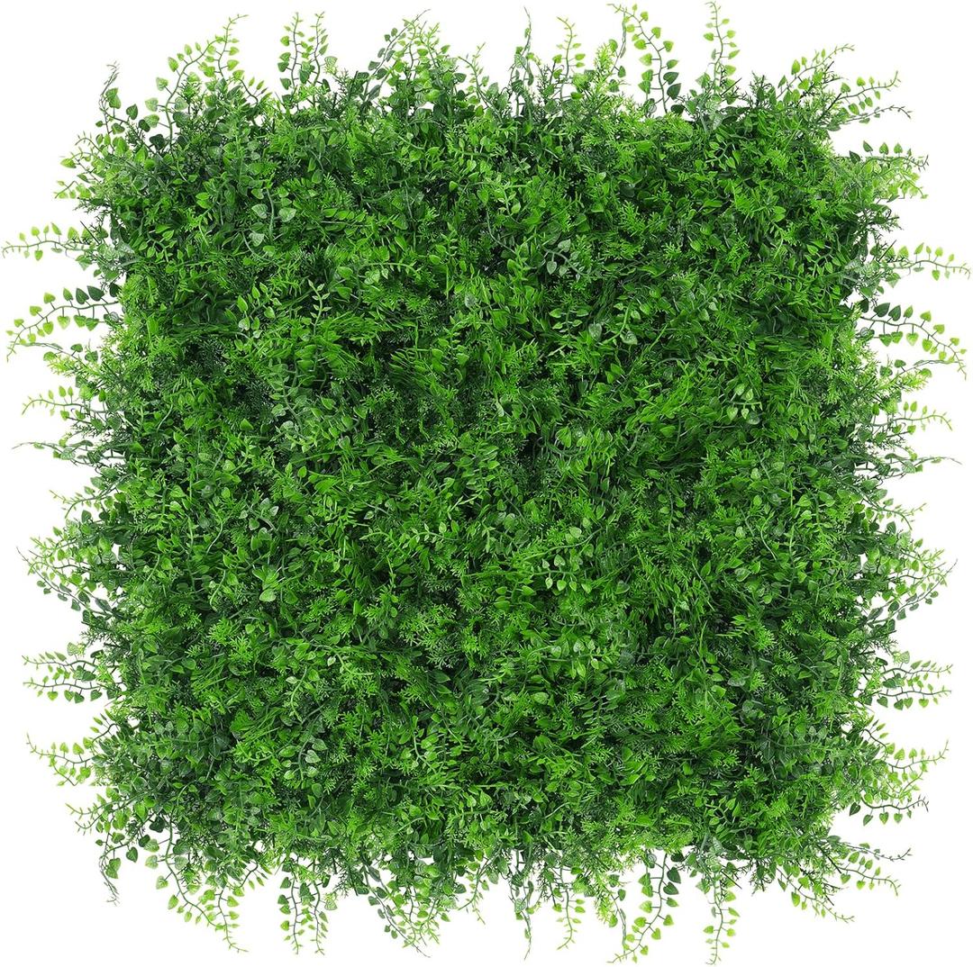 Grass Wall Panels, 20''x20'' 12pcs Artificial Boxwood Hedge Panels Privacy Screen, Green Wall Decor with UV Protection, Greenery Backdrop for Garden Indoor Outdoor Decor (Fern)