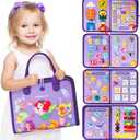 hahaland Busy Board Montessori Toys - 3 Year Old Girl Gifts Bithday Gift Ideas 3rd - 8 in 1 Preschool Learning Activities - Educational Toys Little Girls Age 3 Travel Busy Book for Airplane Car Rides