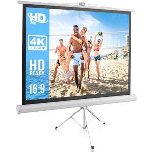 Pyle 50 Inch Portable Projector Screen with Tripod Stand Lightweight, Durable, Easy Pull Setup Mobile Projection Screen with 4:3 Aspect Ratio, White Matte Fabric for Indoor/Outdoor Use