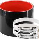 ID 4 Inch(102mm) High Temperature 4-Ply Reinforced Straight Silicone Hose Performance Coupler with 2Pcs T-Bolt Clamps Suitable High Level Turbo Pipe Connecting