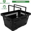 12 x 12PCS Shopping Baskets with Handles, 21L Durable Plastic Shopping Cart, Portable Grocery Basket for Supermarket Retail Shop Book Store Laundry, Black