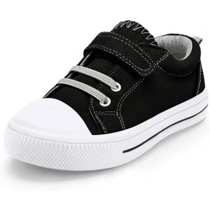 K KomForme Kids Sneakers for Boys and Girls，with Hook and Loops, Baby Canvas Shoes Black, 10 Toddler