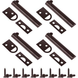 Lothee 4 Pcs Solid Brass Surface Bolt Door Slide Bolt Door Latches for Top of Slide Latch Lock(4'',Oil Rubbed Bronze)
