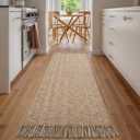 Collive Hallway Runner Rug, 2' x 6' Hand Woven Reversible Washable Entryway Rugs, Tan Cotton Modern Laundry Room Carpet Long Farmhouse Carpets for Bathroom Sink Foyer Bedroom