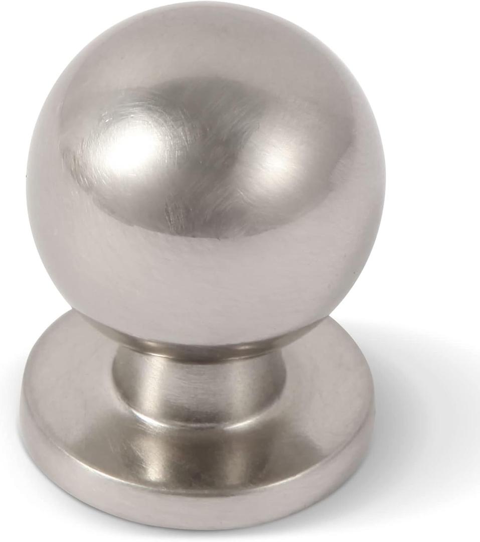 khtumeware Brushed Nickel Cabinet knobs,10 Pack 1 Inch (25mm) Diameter Round Solid Ball Satin Nickel Kitchen Cabinet Knobs,Silver Cabinet Knobs.