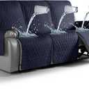 TAOCOCO 100% Waterproof Recliner Cover, Non-Slip Washable Reclining Couch Cover with Elastic Leg Straps, Furniture Protector for Dogs (Dark Blue, 3 Seater)