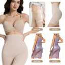 QIJ Shapewear for Women High-Waisted Tummy Control Shorts Shapewear, Butt Lifter, No Roll Body Shaper Panty Beige (XL)