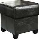 GLAXYFUR Storage Ottoman Cube Folding Footstool PU Leather Storage Bench with Legs, Storage Chest for Living Room, Bedroom, 15.7 x 15.7 x15.7 Inches, Black