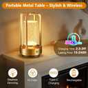 Portable Table Lamp for Outdoor Indoor: Cordless Rechargeable Desk Lamp with 10 Colors - Shower Lamp with Stepless Dimmable - Metal Battery Operated Lantern Light for Bedroom/Bar/Coffee Shop/Camping