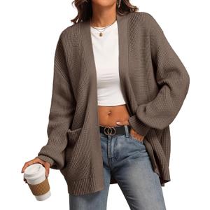 ATHMILE Oversized Cardigan Sweaters for Women Fall Outfits Chunky Knit Open Front Sweater with Pockets (Large, Nutmeg)