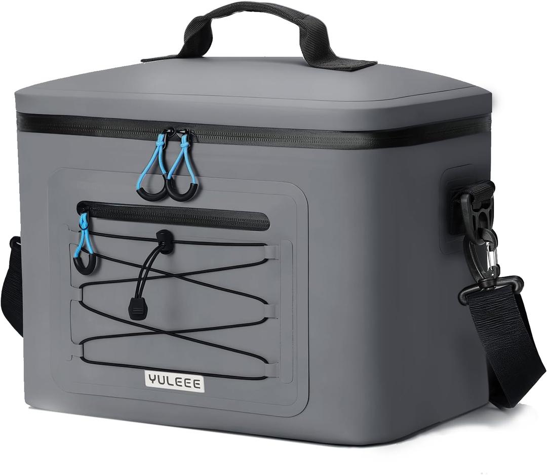 Yuleee Cooler Bag, 30 Can Soft Sided Large Portable Insulated Cooling Pack, Everyday Lunch Cooler, Leakproof Ice Chest for Beach, Camping, Travel, Picnic, Grey