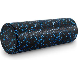 ProsourceFit High Density Foam Rollers 18 - inches long, Firm Full Body Athletic Massage Tool for Back Stretching, Yoga, Pilates, Post Workout Muscle Recuperation, Black/Blue