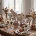 Leinuosen 2 Pcs Rustic Easter Bunny Decoration Easter Bunny Table Wooden Sign Farmhouse Spring Rabbit Centerpieces for Table Rustic Linen Polka Dot Rabbit Decor for Home Dining Room Office Tiered Tray