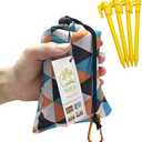 Pocket Blanket 71"x55", Lightweight Compact Sandproof Waterproof Outdoor Blanket for Beach, Hiking, Camping, Travel, Festivals, Picnic with Pockets, Loops, Stakes, Carabiner