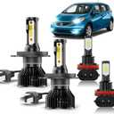 Light Bulbs Fit for Nissan Versa 2007-2014,Driving Light High Low Beam Fog Light Bulbs Combo, 6500K White 600% Brightness Halogen Replacement, Plug and Play, IP68, Pack of 4