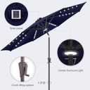 10ft Solar Umbrella Outdoor - Lighted Solar Patio Umbrella with 40 LED Lights Waterproof UV Protection, Table Umbrella with Tilt for Pool, Porch, Garden, Deck, Backyard (Navy Blue)