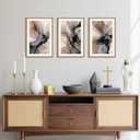 Large Abstract Neutral Framed Canvas Wall Art,Watercolor Black Ink Wall Decor,Modern Beige Brown Prints,Minimalist Line Artwork for Living Room,Bedroom,Dining Room,Office -24"x36"x3