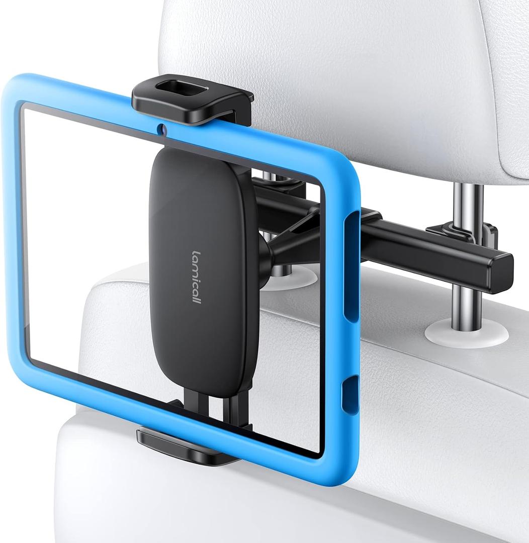 Lamicall Car Tablet Mount, Headrest Tablet Holder - Car Back Seat Travel Stand for Kids, Compatible with iPad Pro Air Mini, Galaxy Tab, Fire HD, 4.7-13" Cell Phone, Tablets and Devices (Black)