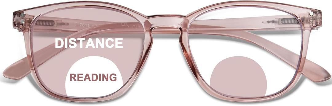 Bifocal Reading Glasses for Women Blue Light Blocking Clear Top Bifocal Computer Readers with Spring Hinges (+2.0)