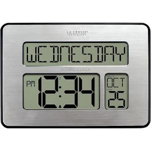 La Crosse Technology Atomic Wall/Table Clock, Metal, 7.5-inch H x 9.75-inch W x 1-inch D (513-1419) (513-1419-INT)