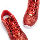 Lxuan Women's Glitter Sneakers Shoes Lightweight Tennis Shoes Metallic Sequin Walking Shoes, Size 8.5