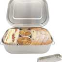 UPTRUST Leak Proof Stainless Steel Lunch Food Container, Large Bento Boxes Metal Lunch Box for Kids or Adults - Lockable Clips (1400ML/47oz)