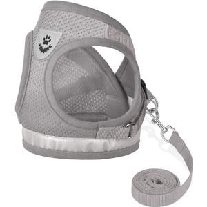 Cat Harnesses and Puppy Harness with Leashes Set, Escape Proof Cat Harness, Adjustable Reflective Soft Mesh Vest Fit Puppy Kitten Rabbit Ferrets's Outdoor Harness(greyXL)
