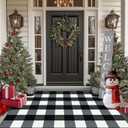 FONEYI Buffalo Plaid Outdoor Rug, 32"x48" Checkered Front Door Mat, Non Slip Absorbent Entryway Rug Doormat Indoor, Washable Outdoor Rugs for Layered Door Mats Front Porch/Farmhouse Black and White