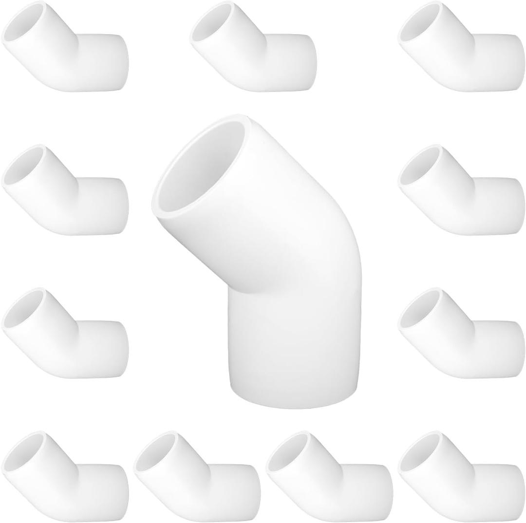 12-Pack 1 inch 45 Degree Elbow PVC Fitting, 2 Way Furniture Grade Pipe Connector for DIY PVC Shelf Building Furniture Greenhouse Garden Support Structure Frame