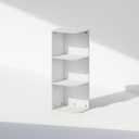 Furinno Reed Corner Shelf, 3-Tier Corner Bookshelf, Book Shelf, Corner Shelves, Storage Rack, for Organization and Storage, Home Office, Living Room, White