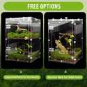 Large Jumping Spider Enclosure, 2 in 1 Ventilated Reptile Terrarium for Praying Mantis,Arboreal Tarantula,Crested Gecko, 12"*8"*8" Acrylic Habitat with Removable Divider,Front Opening & Top Lid