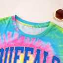 IZYJOY Football Shirt for Women Tie Dye Football Team Fans T-Shirt Vintage Game Day Tee Sports Short Sleeve Top (Purple, S)