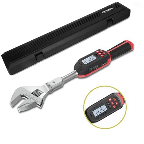 VANPO Hvac Torque Wrench 2.2-44.2 ft.lb/3-60 N.m, 9×12 mm Open End Torque Wrench, 38 mm Adjustable Jaw, Accuracy 2%, LED and Buzzer Notification, Adjustable Torque Wrench for Mini Split AC, Pipeline