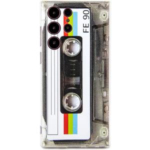 FAteamll Case for Galaxy S22 Ultra Shockproof Scratchproof with TPU Soft Bumper Retro Cassette Tape Case Compatible with Samsung Galaxy S22 Ultra