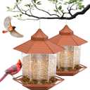 2 Pack Squirrel Proof Bird Feeders Hanging Wild Bird Feeders for Outdoors Attracting Cardinals Finches Goldfinches Outdoor Garden Quick Assembly(2, Brown)