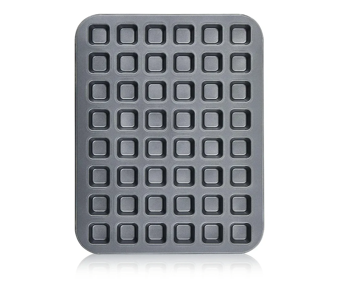 1 Pcs Mini Brownie Bites Pan Square Baking Pans 48-cavity Square Small Muffin Tin Nonstick with Dividers Small Heavy Duty Carbon Steel Cupcake Tool for Cheesecake Cake Party Supplies