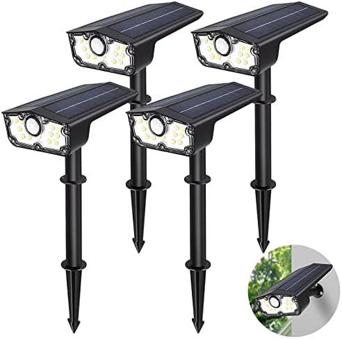 Bright Solar Spot Lights Outdoor Motion Sensor,3 Modes Solar Motion Sensor Outdoor Lights,Waterproof Solar Lights Outdoor,LED Garden Landscape Spotlights for Yard Pathway Driveway Walkway Wall(4Pack)