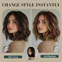 Short Hair Extensions Clip ins,S-noilite Short Clip in Hair Extensions Real Human Hair,Wavy Mini Hairpieces for Add Volume and Highlights,6 Pieces 31g 10 inch Medium Brown Mixed Dark Blonde