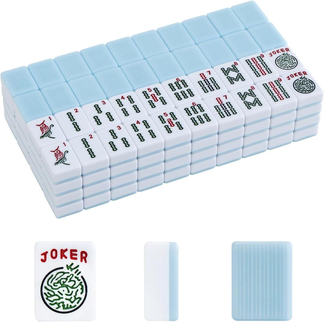 American Mahjong Tiles Set,Mahjong Game Set with 166pcs 1.2 Light Blue Tiles (Tiles Only Set)