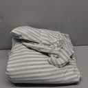 MooMee Bedding Pillowcases Striped Pack of 2 And Duvet cover 100% Washed Cotton Linen Like Textured Breathable Durable Soft Comfy (Sage Green White Classic Stripes, Queen)