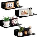 9 Inch Acrylic Floating Shelf No Drill Adhesive Wall Shelf Set of 4 for Funko Pop Storage, Floating Shelves Damage-Free Expand Wall Space for Living Room, Bathroom, Gaming Room, Office - Black