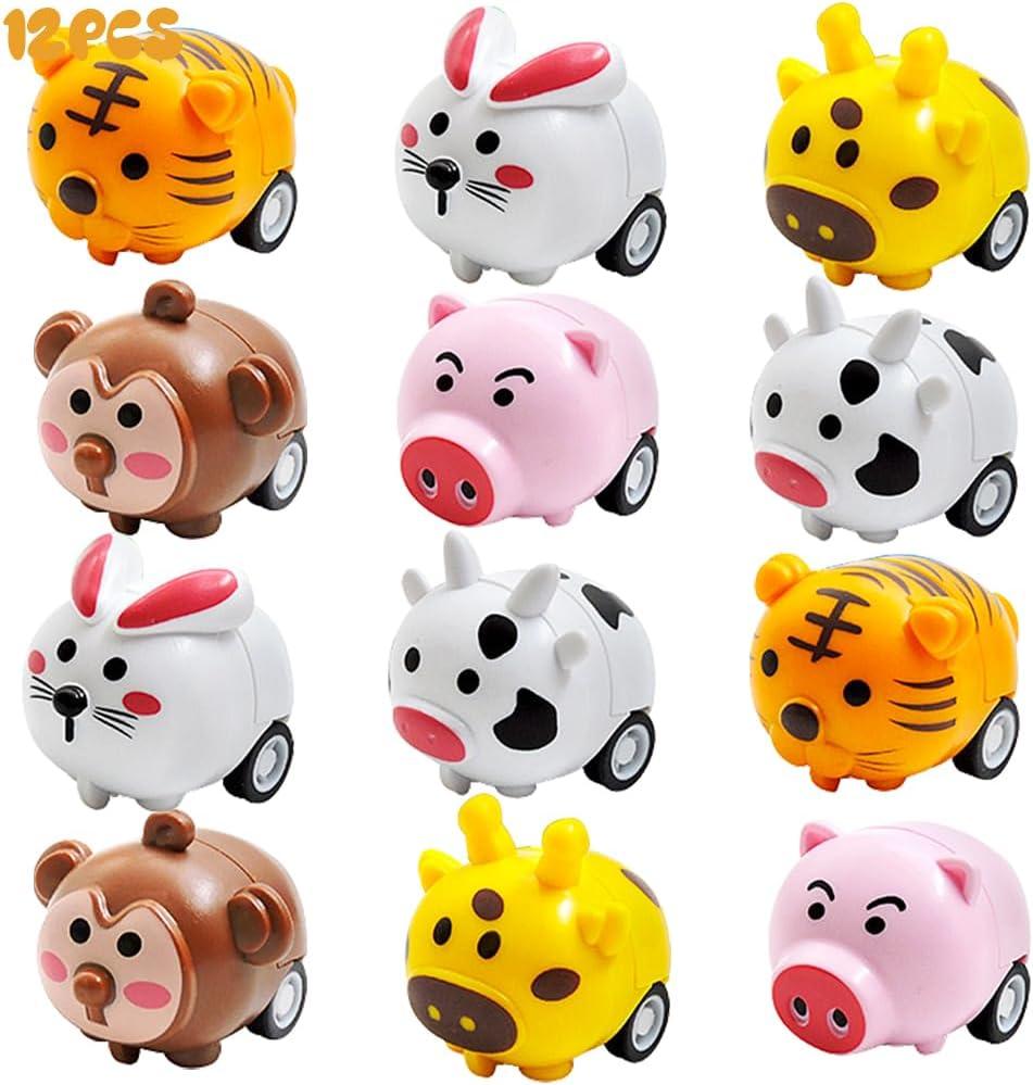 WODMAZ 12 Pack Pull Back Cars, Mini Animal Pull Back Vehicle Toys for Boys Girls Kids Birthday Gift Goodie Bag Stuffers, Easter Party Favor Classroom Prize Supplies