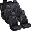 Car Seat Covers 7 Seats for Buick Enclave 2008-2025, Waterproof Durable Leather Vehicle Cushion Covers, Breathable Full Coverage Seat Protector(Standard,Black White)