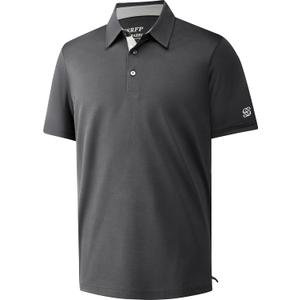 Mens Golf Shirt Short Sleeve Moisture Wicking Dry Fit Performance Solid Casual Pique Collared Golf Polo Shirts for Men (Medium, Dark Grey)