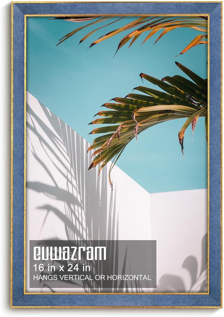 Suede 16x24 Frame - Single Frame,Christmas Elegant Sky Blue 16 x 24 Poster Frame,16x24 Picture Frame for Artwork Puzzles Photos and Movie Posters