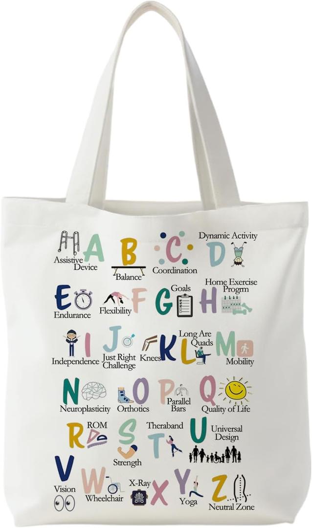 Nurse Canvas Tote Bag, Nurse Appreciation Gifts, Nursing School Gift Reusable Shopping Grocery Bags (Physical Therapy - 2)