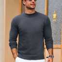 Runcati Mens Mock Turtleneck Pullover Slim Fit Casual Basic Thermal Knit Sweater Lightweight Long Sleeve Pullover Tee (Medium, Dark Grey)
