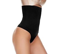 Werena Tummy Control Thong Shapewear for Women Seamless Shaping Thong Panties Body Shaper Underwear(03# Black-high rise wire,X-Large)