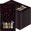 Graduation Napkins 2026 | 4X8" 100PCS Class of 2026 Dinner Napkins Disposable | Black Congrats Grad Napkins for Commencement Party Decorations, High School & College Graduation Party Supplies